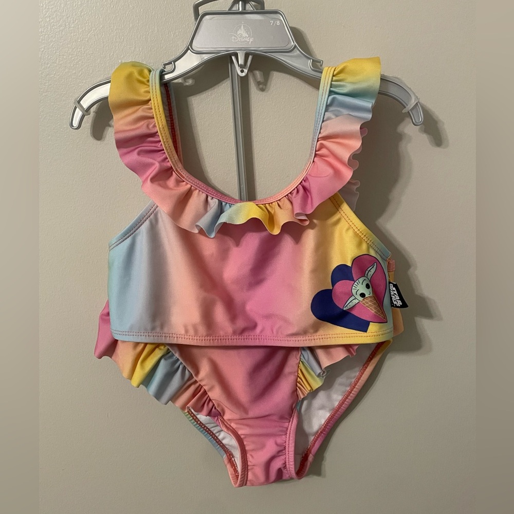 Disney Store Girls baby yoda swimsuit in size 7/8